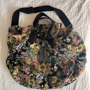 Free People Black Floral Tapestry Tote